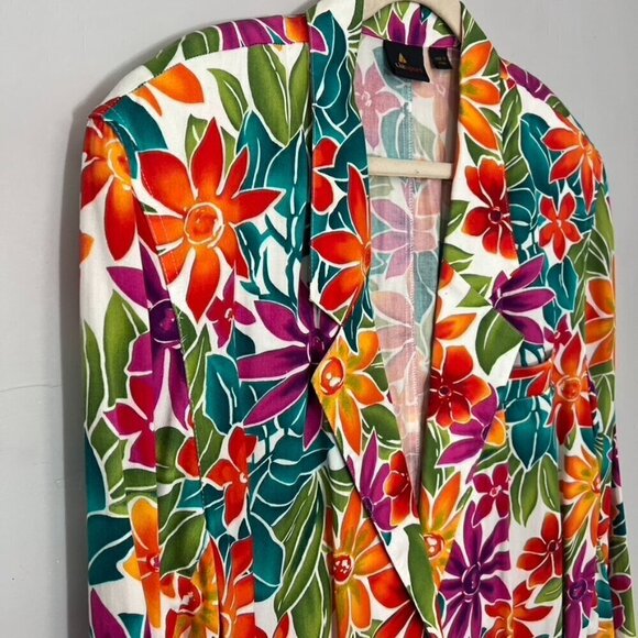 Vintage colorful floral wacky bold blazer boyfriend oversized jacket Bloomcore - Picture 5 of 7